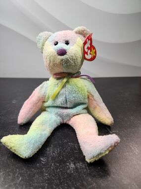 🌈 Ty Beanie Baby Groovy the Bear — 1999 — Pastel Tie-Dye — With Tag